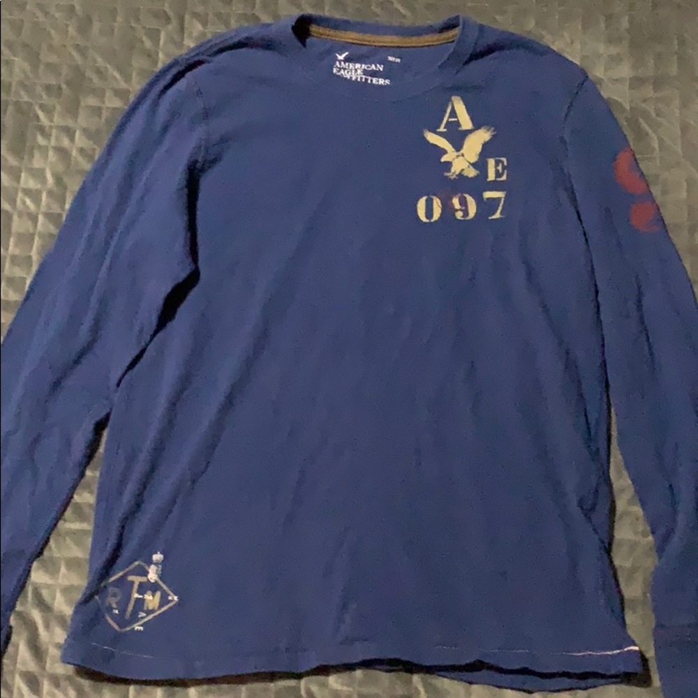 American Eagle Long Sleeve No. 77 Blue Shirt